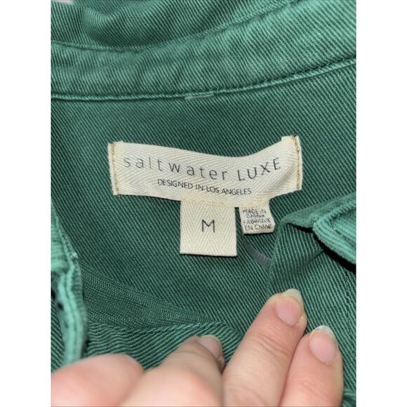 Saltwater Luxe 100% Cotton Long Sleeve Denim Shirt Jacket Shacket Size M - Picture 8 of 9